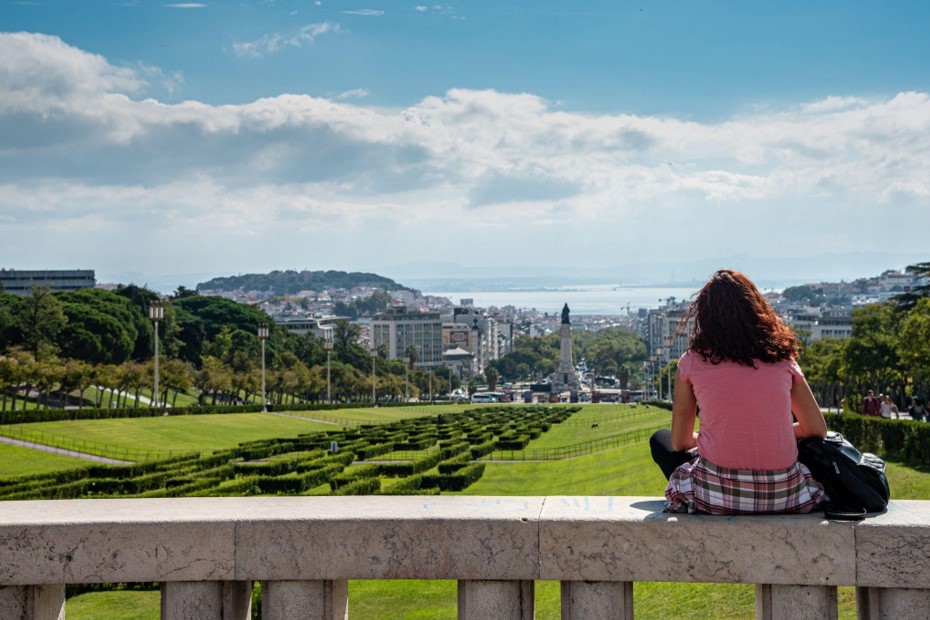 women enjoying the city view