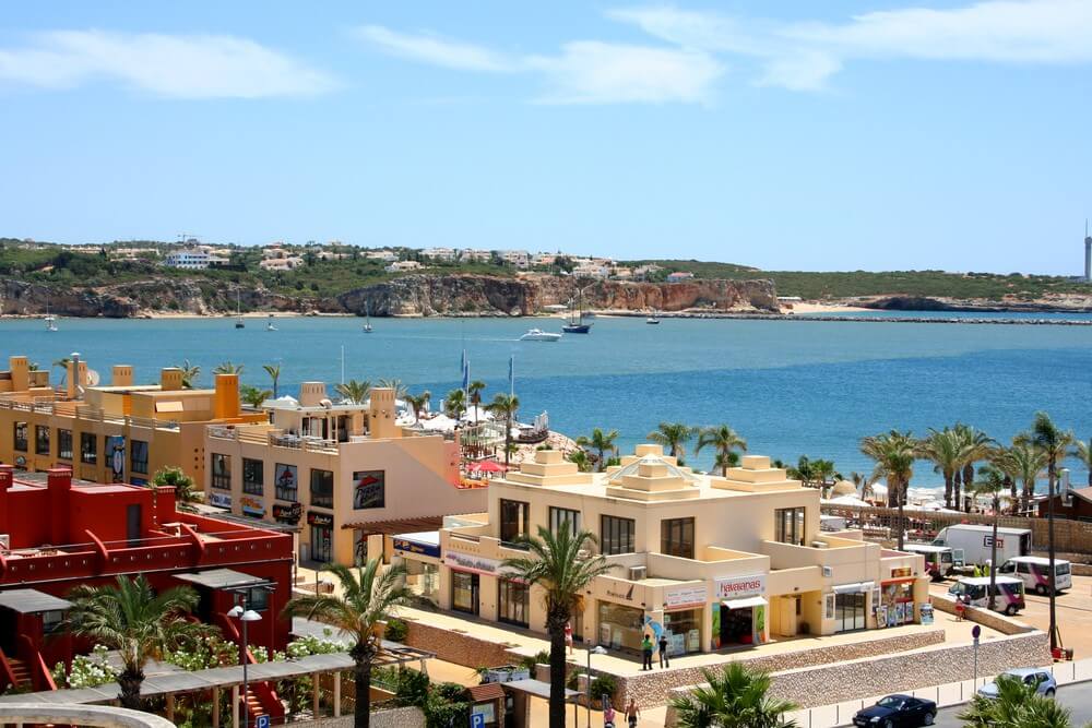 Algrave city and beach view