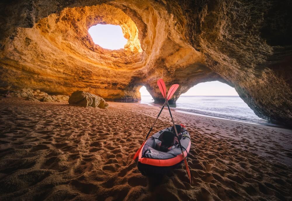 boat inside a cave